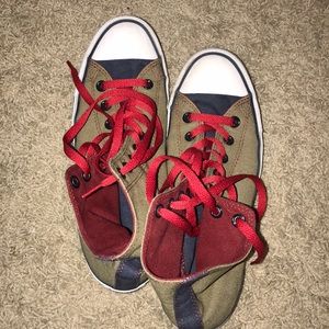 army green, red, navy blue converse